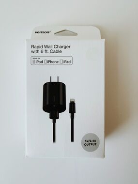Verizon Rapid Wall Charger with 6 ft Lightning Cable in Black